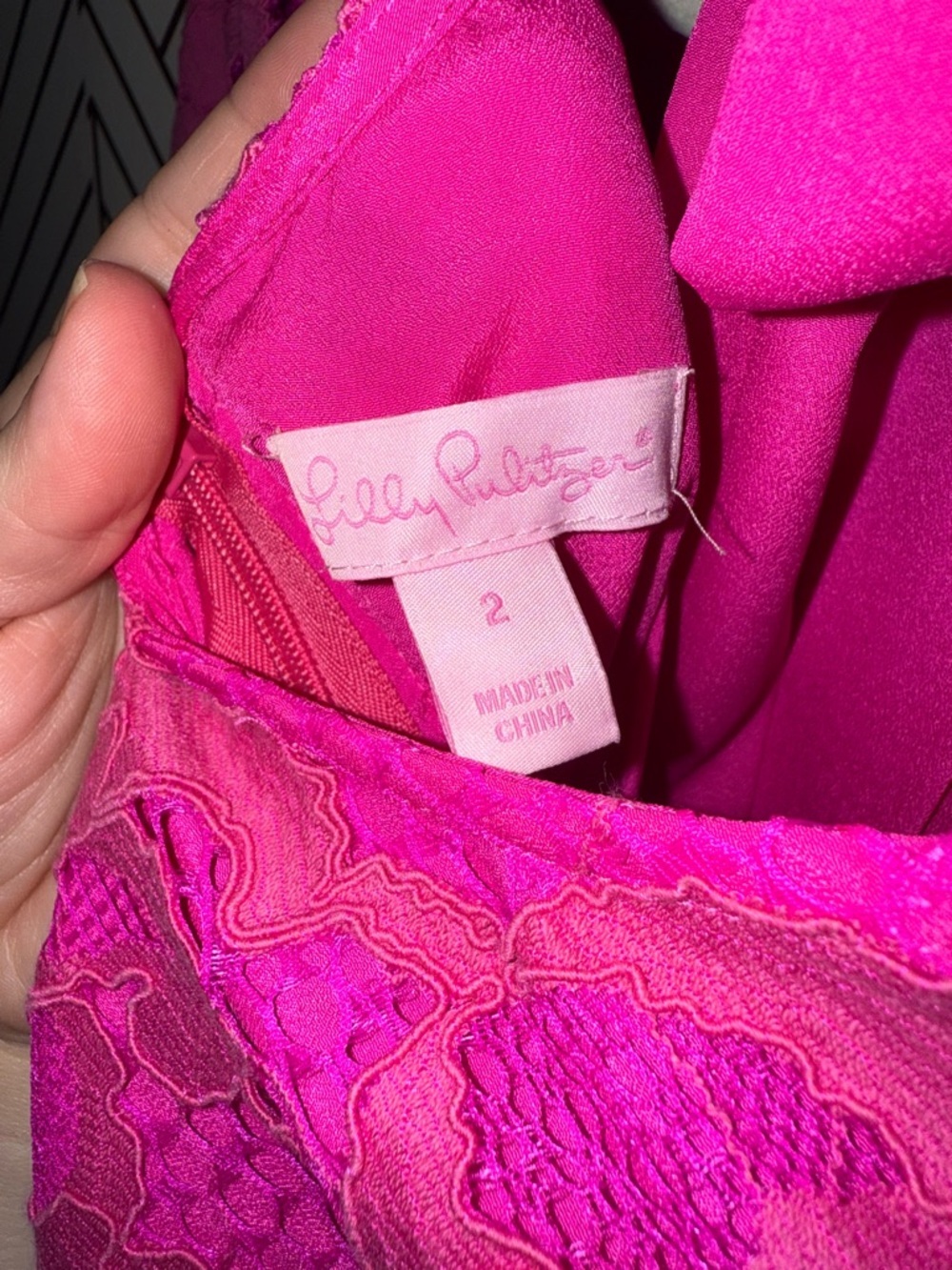 Lilly Pulitzer Aaliyah Dress Hot Pink Lace Mini Dress with Tie Back Size 2 Lace - Picture 12 of 15